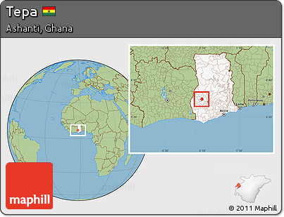 Savanna Style Location Map of Tepa, highlighted country