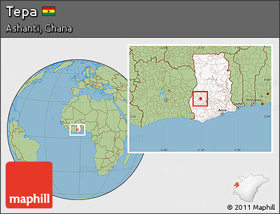 Savanna Style Location Map of Tepa, highlighted country