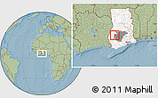 Savanna Style Location Map of Tepa, highlighted country, highlighted parent region, hill shading