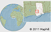 Savanna Style Location Map of Tepa, highlighted country, hill shading