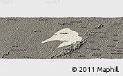 Shaded Relief Panoramic Map of Tepa, darken
