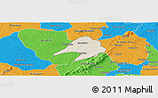 Shaded Relief Panoramic Map of Tepa, political outside