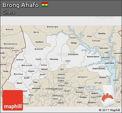 Classic Style 3D Map of Brong Ahafo