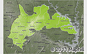 Physical 3D Map of Brong Ahafo, darken, semi-desaturated