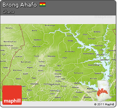Physical 3D Map of Brong Ahafo