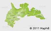 Physical 3D Map of Brong Ahafo, single color outside