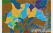 Political 3D Map of Brong Ahafo, darken