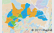 Political 3D Map of Brong Ahafo, lighten