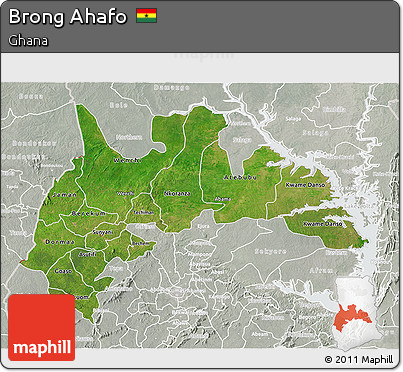 Satellite 3D Map of Brong Ahafo, lighten, semi-desaturated