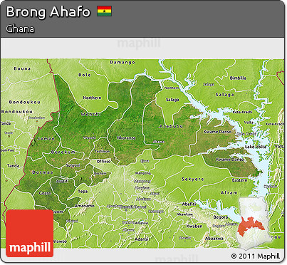 Satellite 3D Map of Brong Ahafo, physical outside
