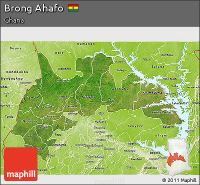 Satellite 3D Map of Brong Ahafo, physical outside