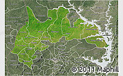 Satellite 3D Map of Brong Ahafo, semi-desaturated