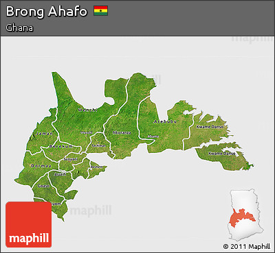 Satellite 3D Map of Brong Ahafo, single color outside