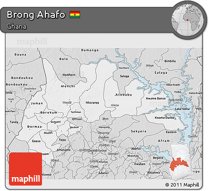 Silver Style 3D Map of Brong Ahafo