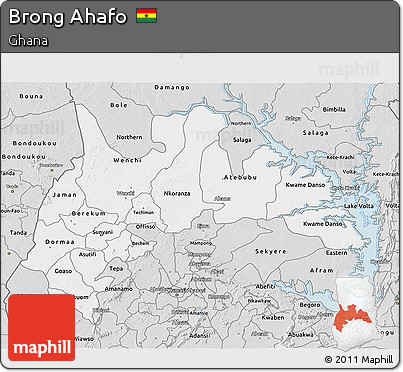 Silver Style 3D Map of Brong Ahafo