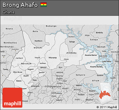 Silver Style 3D Map of Brong Ahafo