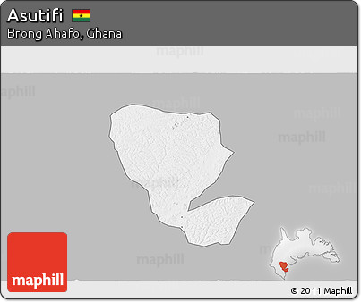 Gray 3D Map of Asutifi, single color outside