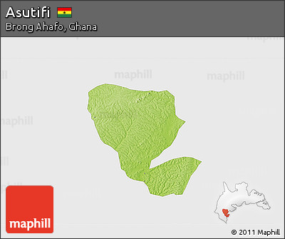Physical 3D Map of Asutifi, single color outside