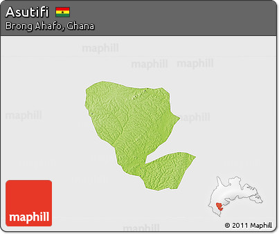 Physical 3D Map of Asutifi, single color outside
