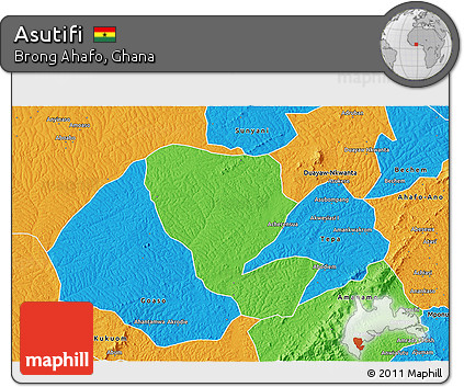 Political 3D Map of Asutifi