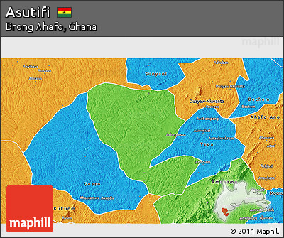 Political 3D Map of Asutifi