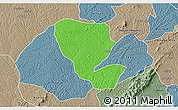 Political 3D Map of Asutifi, semi-desaturated