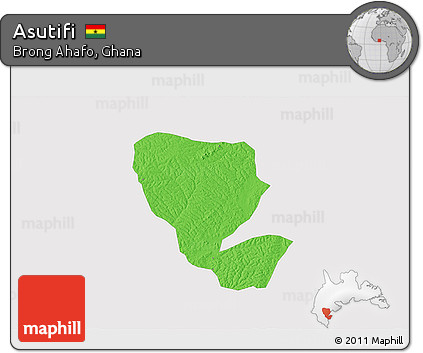 Political 3D Map of Asutifi, single color outside
