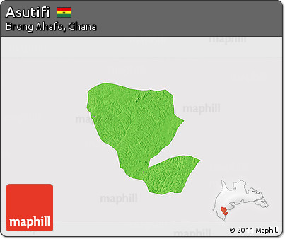 Political 3D Map of Asutifi, single color outside