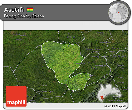 Satellite 3D Map of Asutifi, darken