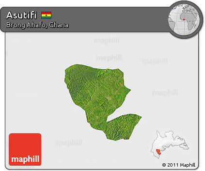 Satellite 3D Map of Asutifi, single color outside
