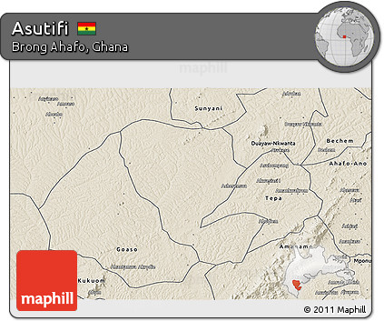 Shaded Relief 3D Map of Asutifi