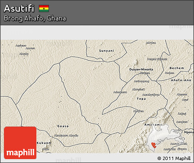 Shaded Relief 3D Map of Asutifi
