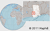 Gray Location Map of Asutifi, highlighted country, within the entire country, hill shading