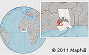 Gray Location Map of Asutifi, highlighted country, highlighted parent region, within the entire country, hill shading
