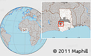 Gray Location Map of Asutifi, highlighted country, highlighted parent region, within the entire country