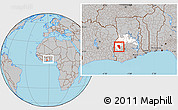 Gray Location Map of Asutifi, highlighted parent region, within the entire country