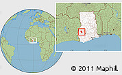 Savanna Style Location Map of Asutifi, highlighted country, within the entire country