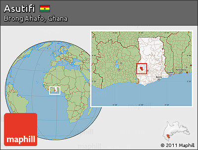 Savanna Style Location Map of Asutifi, highlighted country