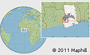 Savanna Style Location Map of Asutifi, highlighted country, highlighted parent region