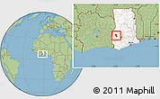 Savanna Style Location Map of Asutifi, highlighted country