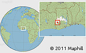 Savanna Style Location Map of Asutifi, highlighted parent region, within the entire country