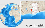 Shaded Relief Location Map of Asutifi, highlighted country
