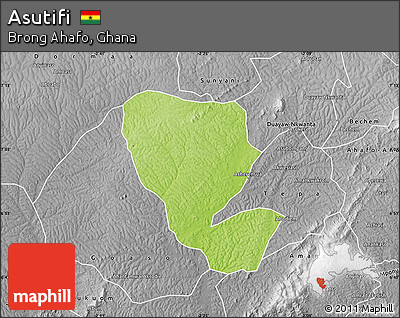 Physical Map of Asutifi, desaturated