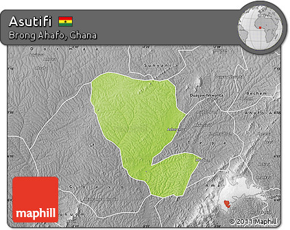 Physical Map of Asutifi, desaturated