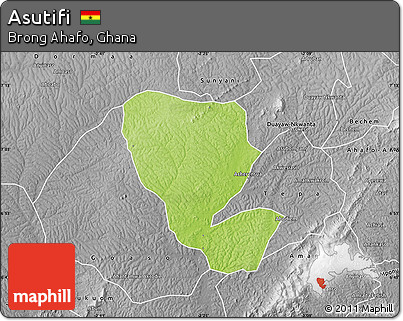 Physical Map of Asutifi, desaturated