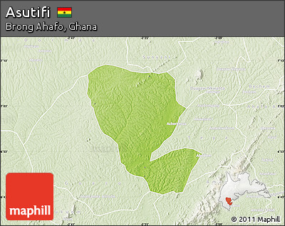 Physical Map of Asutifi, lighten