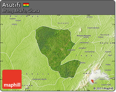Satellite Map of Asutifi, physical outside