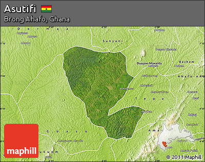 Satellite Map of Asutifi, physical outside