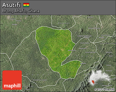 Satellite Map of Asutifi, semi-desaturated