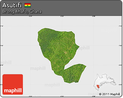 Satellite Map of Asutifi, single color outside